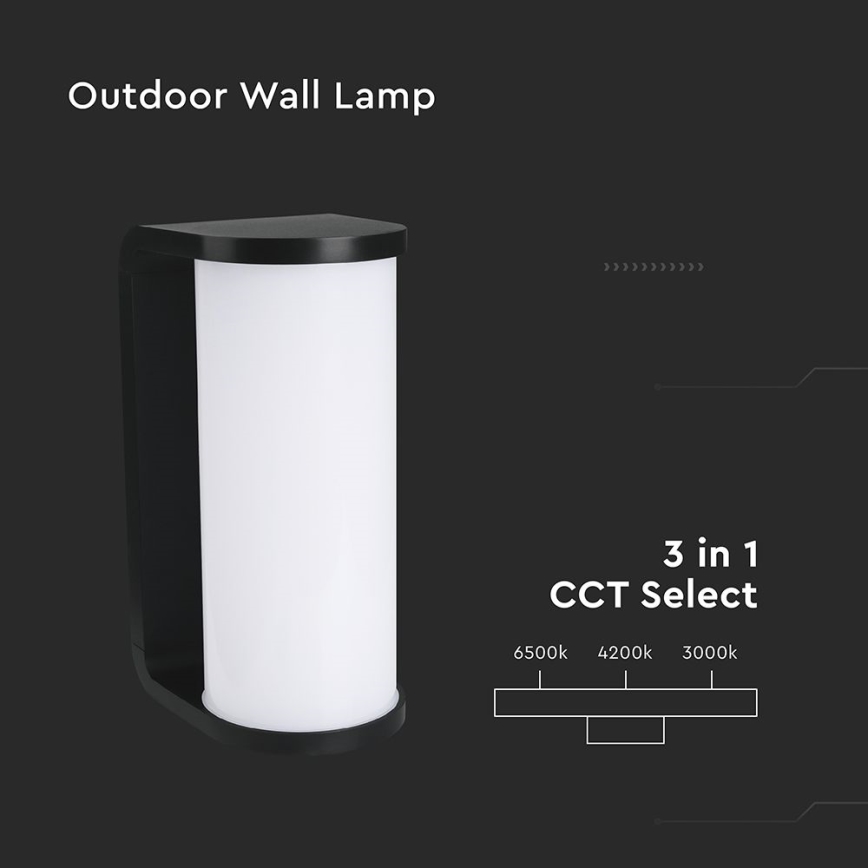 LED Spoljna zidna lampa LED/12W/230V 3000/4200/6500K IP65 crno