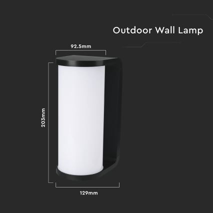 LED Spoljna zidna lampa LED/12W/230V 3000/4200/6500K IP65 crno