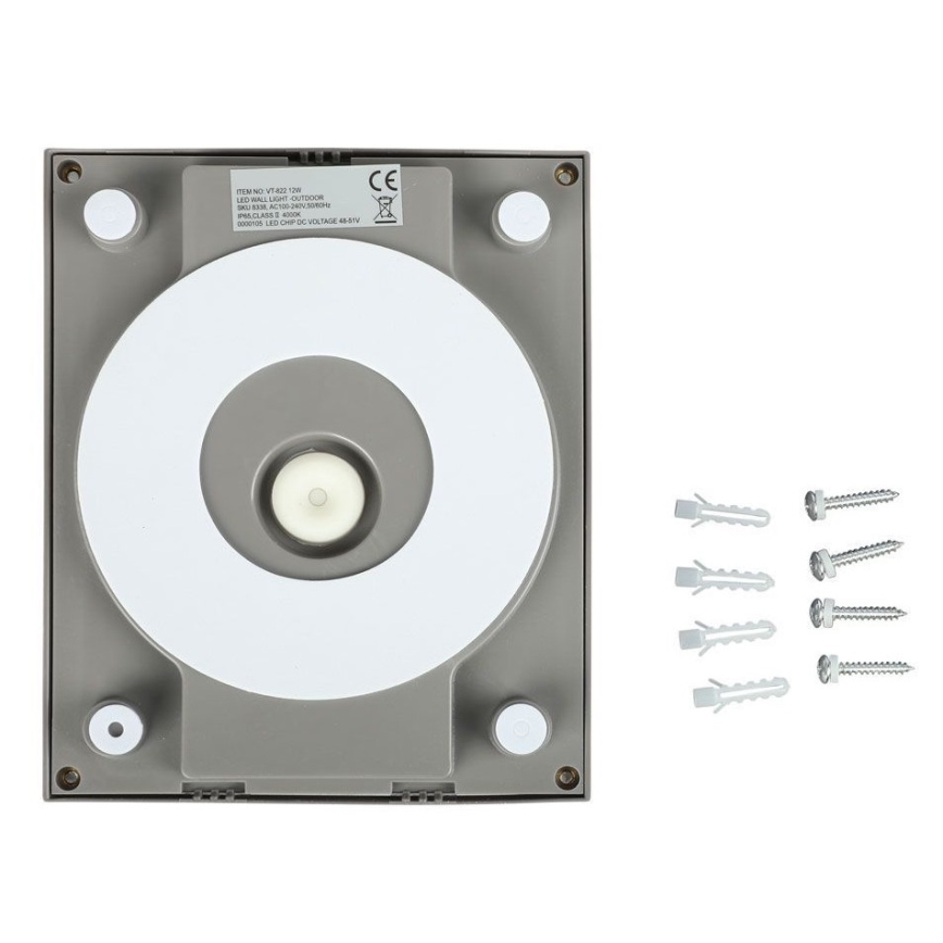 LED Spoljna zidna lampa LED/12W/230V 3000K IP65 sivo