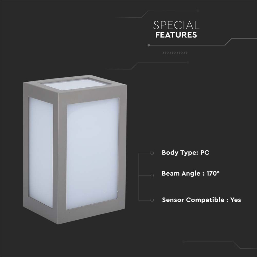 LED Spoljna zidna lampa LED/12W/230V 3000K IP65 sivo