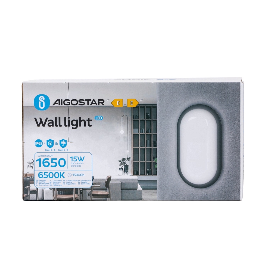 LED Spoljna zidna lampa LED/15W/230V 6500K crno IP65