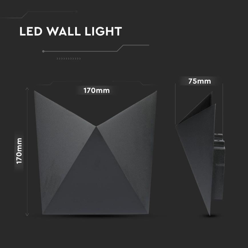 LED Spoljna zidna lampa LED/5W/230V 3000K IP65 crno
