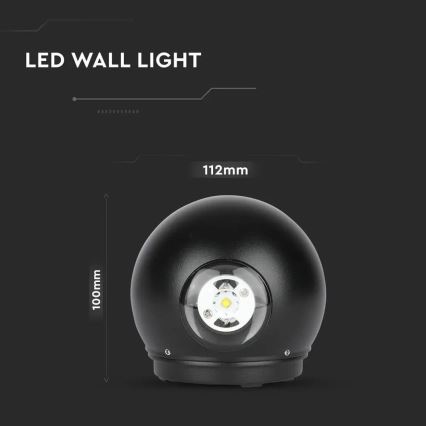 LED Spoljna zidna lampa LED/6W/230V 3000K IP65 crno