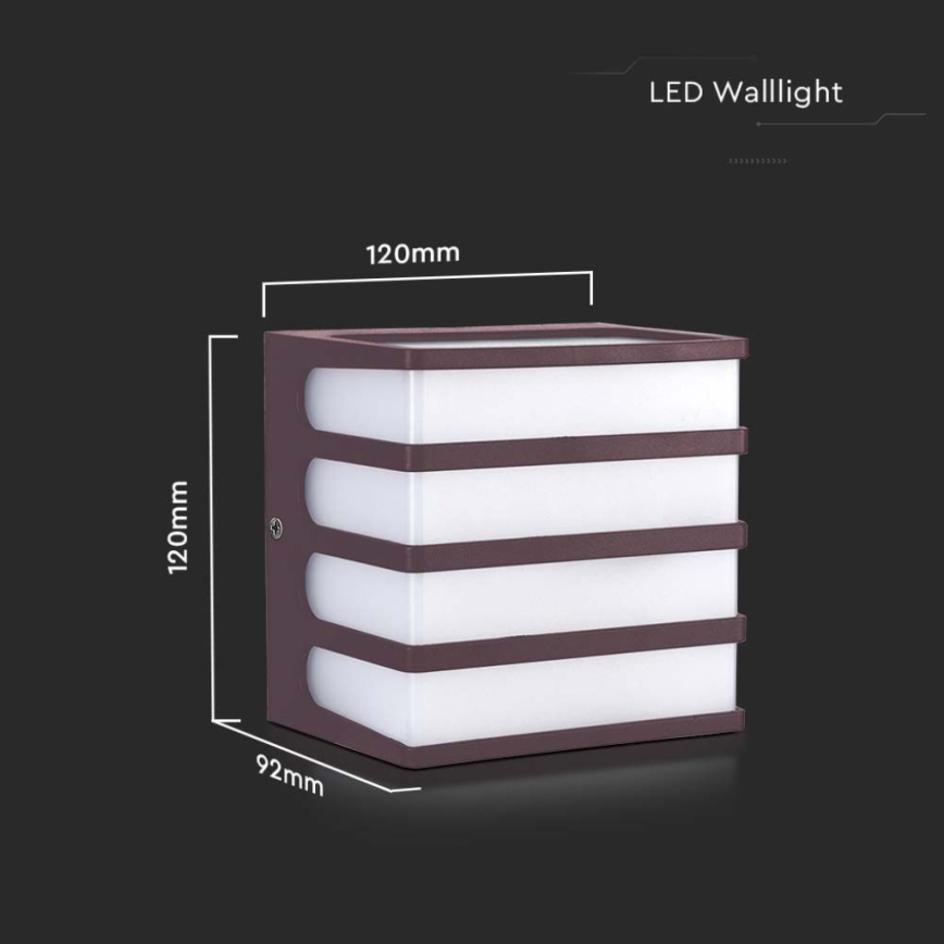 LED Spoljna zidna lampa LED/8W/230V IP65 3000K braon