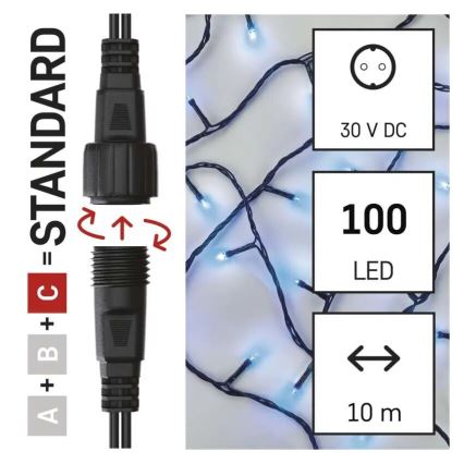 LED spoljni božićni lanac 100xLED/10m IP44 plav
