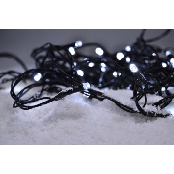 LED spoljni božićni lanac 50xLED/8 funkcija/3xAA 8m IP44 hladna bela