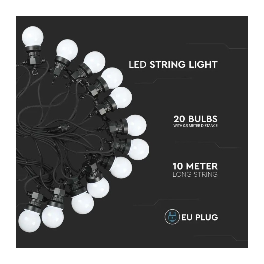 LED spoljni lanac STRING 10m 20xLED/0,5W/24/230V 3000K IP44