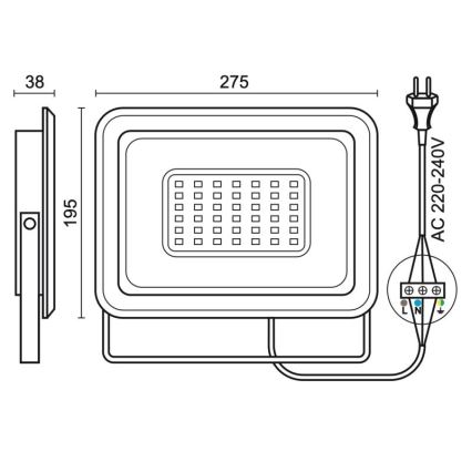 LED Spoljni reflektor LED/100W/230V 4000K IP65 crno