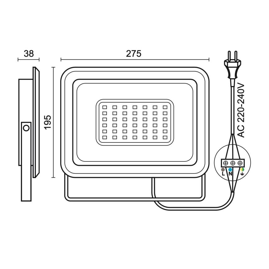 LED Spoljni reflektor LED/100W/230V 4000K IP65 crno