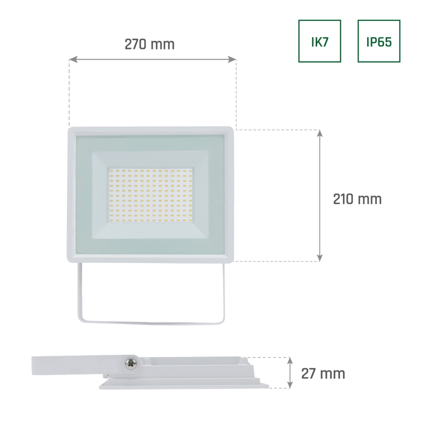 LED Spoljni reflektor NOCTIS LUX 3 LED/100W/230V 4000K IP65 bela