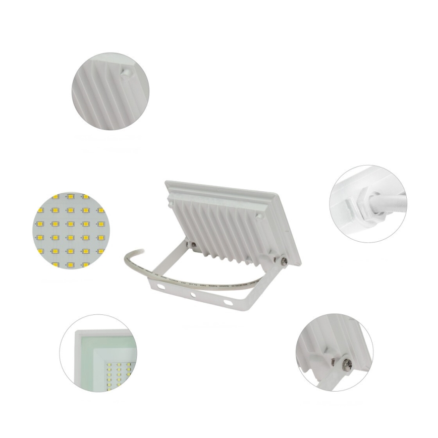LED Spoljni reflektor NOCTIS LUX 3 LED/30W/230V 3000K IP65 bela