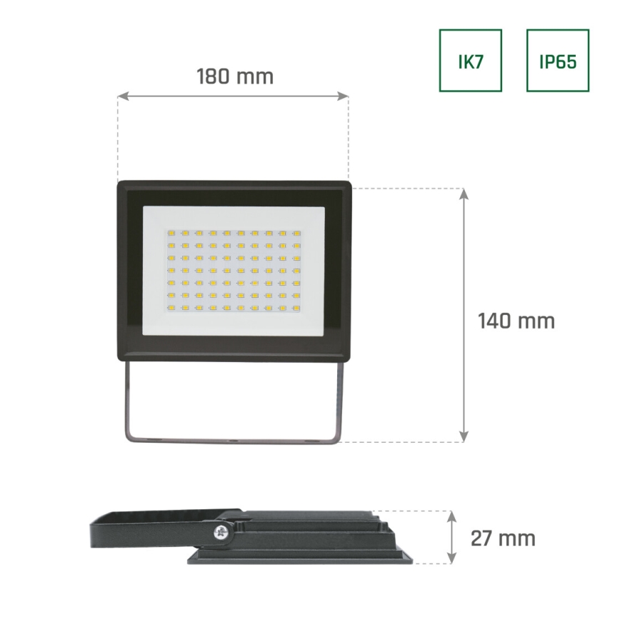 LED Spoljni reflektor NOCTIS LUX 3 LED/50W/230V 6000K IP65 crno