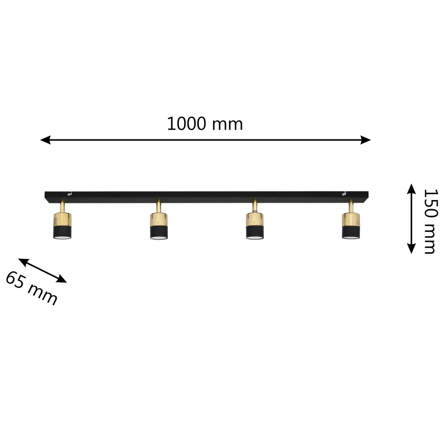 LED spot svetiljka TUBSSON 4xGU10/4,8W/230V crna/zlatna
