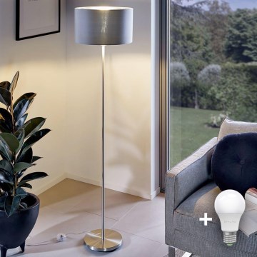 LED stojeća lampa TUNJA 1xE27/20W/230V prečnik 30 cm mat hrom/siva