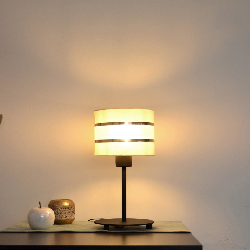 LED Stona lampa HELEN 1xE27/15W/230V kremasta/crno/zlatna