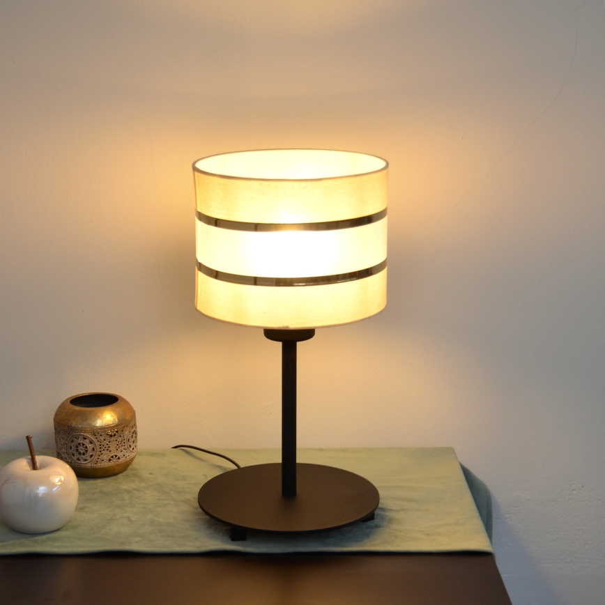 LED Stona lampa HELEN 1xE27/15W/230V kremasta/crno/zlatna