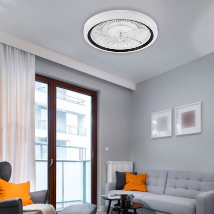 LED prigušiva stropno svetlo sa ventilatorom GEMMA LED/37W/230V belo + daljinski upravljač