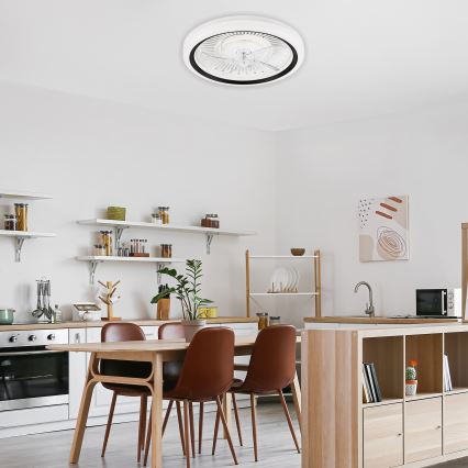LED prigušiva stropno svetlo sa ventilatorom GEMMA LED/37W/230V belo + daljinski upravljač