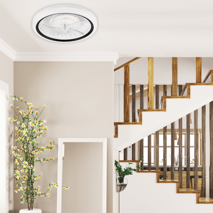LED prigušiva stropno svetlo sa ventilatorom GEMMA LED/37W/230V belo + daljinski upravljač