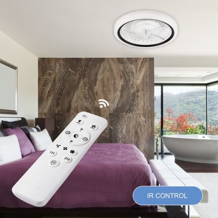 LED prigušiva stropno svetlo sa ventilatorom GEMMA LED/37W/230V belo + daljinski upravljač