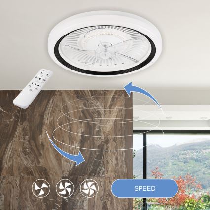 LED prigušiva stropno svetlo sa ventilatorom GEMMA LED/37W/230V belo + daljinski upravljač