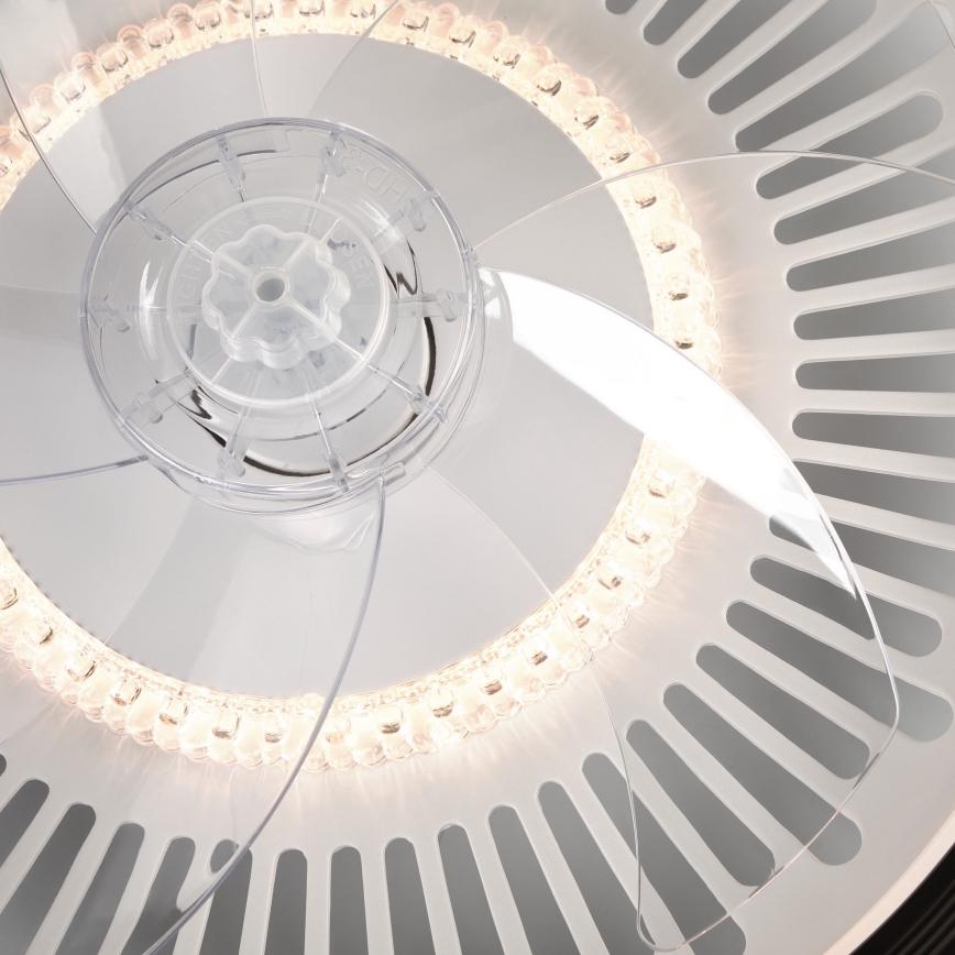 LED prigušiva stropno svetlo sa ventilatorom GEMMA LED/37W/230V belo + daljinski upravljač