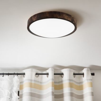 LED stropna svetiljka OAK SMOKY SLIM LED/36W/230V 4000K prečnik 37 cm hrast/tamno braon