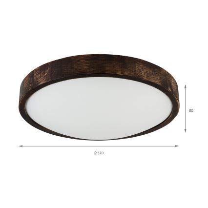 LED stropna svetiljka OAK SMOKY SLIM LED/36W/230V 4000K prečnik 37 cm hrast/tamno braon