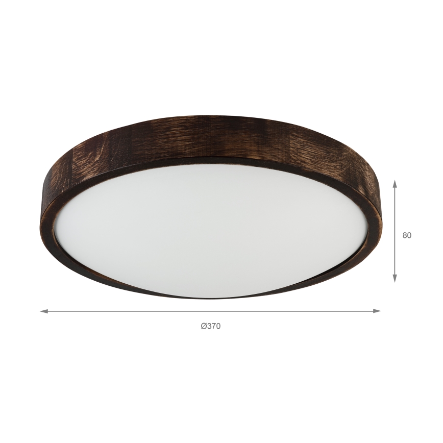 LED stropna svetiljka OAK SMOKY SLIM LED/36W/230V 4000K prečnik 37 cm hrast/tamno braon