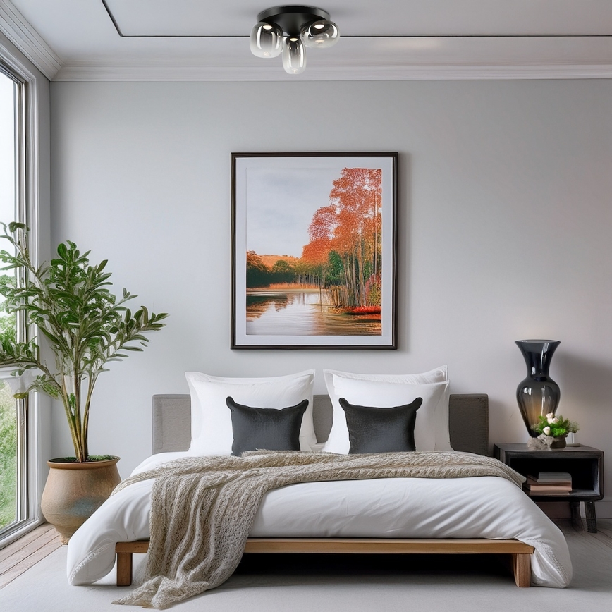 LED stropno svetlo VASO LED/12W/230V prečnik 42 cm crno/zadimljeno