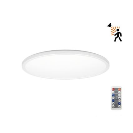 LED kupatilsko svetlo sa senzorom pokreta i sumraka NIVERA LED/12W/230V IP54 3000/4000/6000K prečnik 22,5 cm belo + sa daljinskim upravljačem