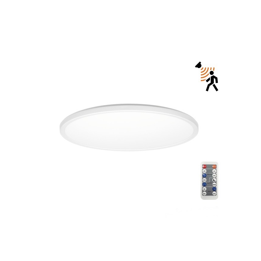 LED kupatilsko svetlo sa senzorom pokreta i sumraka NIVERA LED/12W/230V IP54 3000/4000/6000K prečnik 22,5 cm belo + sa daljinskim upravljačem