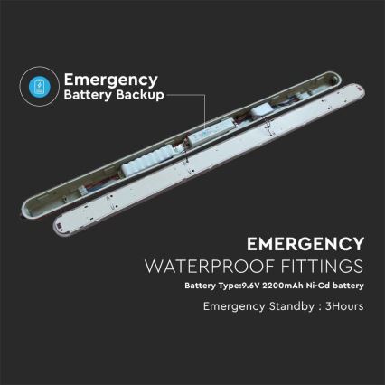 LED tehnička svetiljka za fluorescentne cevi sa modulom za nuždu EMERGENCY LED/48W/230V 6500K 150cm IP65