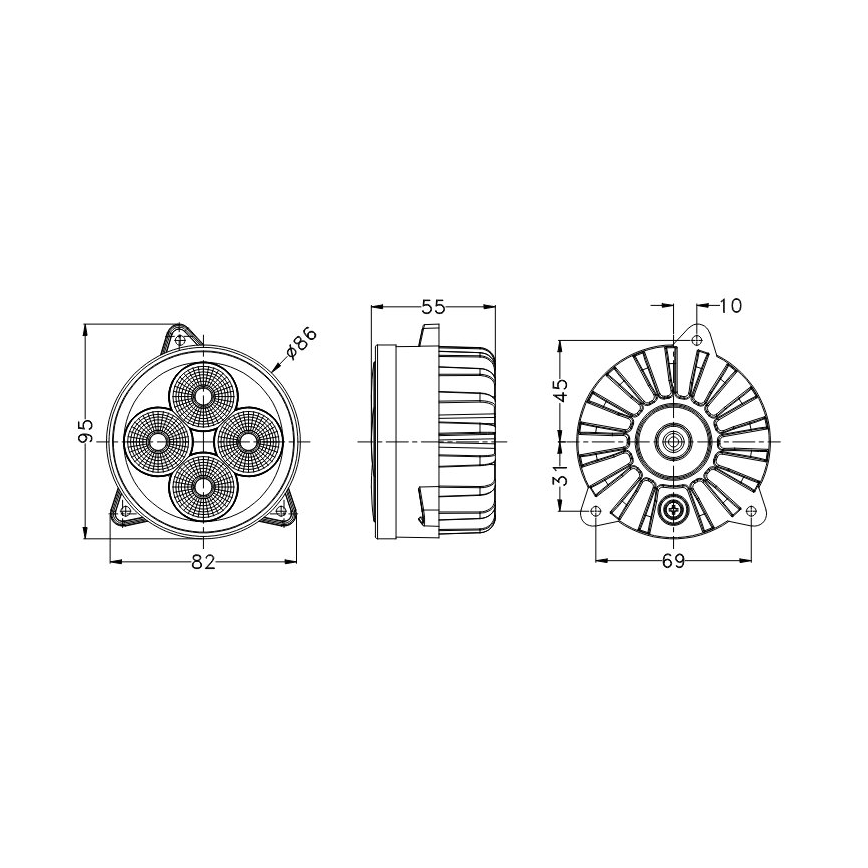 LED Traktorski reflektor BLACK LED/20W/10-30V IP69 5700K okrugli
