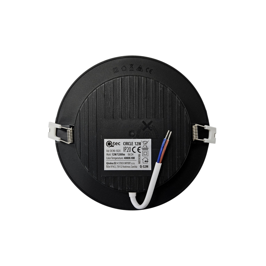 LED Ugradbena lampa CIRCLE LED/12W/230V 4000K pr. 17 cm crno