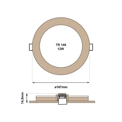 LED Ugradbena lampa CIRCLE LED/12W/230V 4200K pr. 16,7 cm braon