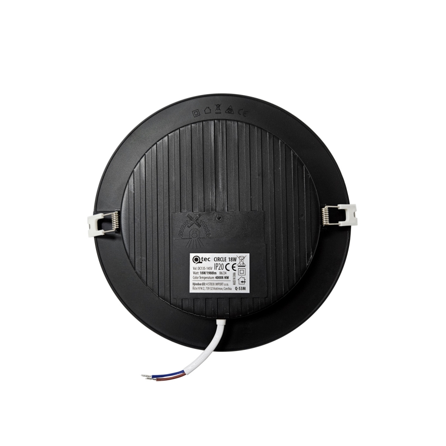 LED Ugradbena lampa CIRCLE LED/18W/230V 4000K pr. 22 cm crno