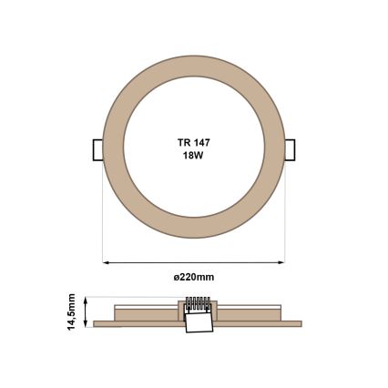 LED Ugradbena lampa CIRCLE LED/18W/230V 4200K pr. 22 cm braon