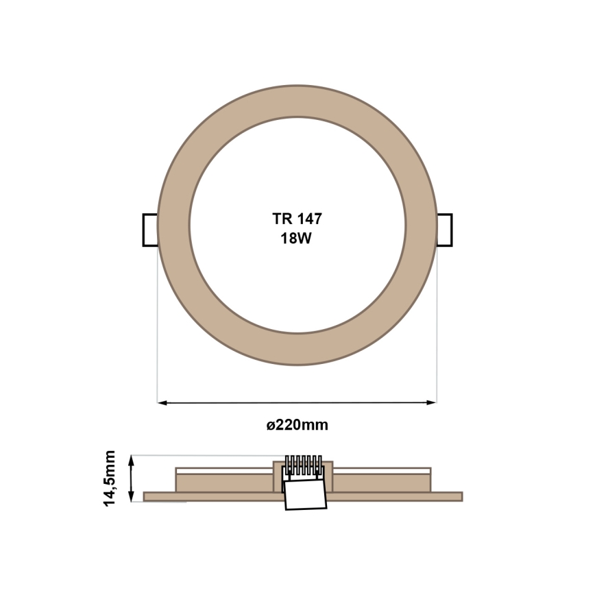 LED Ugradbena lampa CIRCLE LED/18W/230V 4200K pr. 22 cm braon