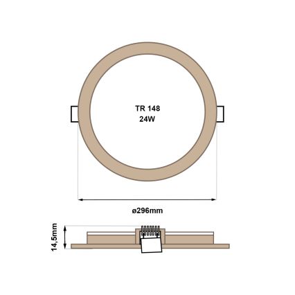 LED Ugradbena lampa CIRCLE LED/24W/230V 4200K pr. 29,6 cm braon