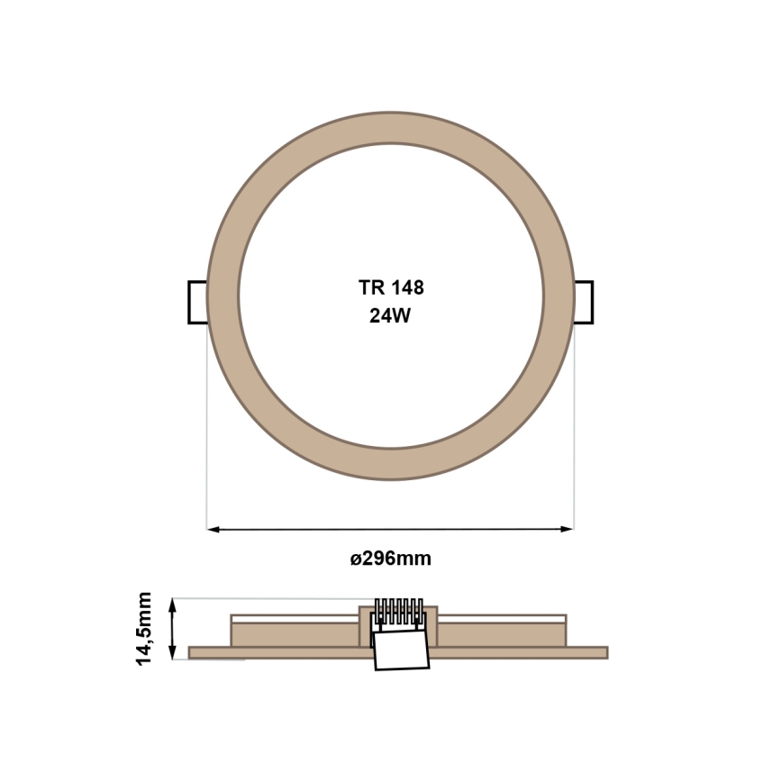 LED Ugradbena lampa CIRCLE LED/24W/230V 4200K pr. 29,6 cm braon