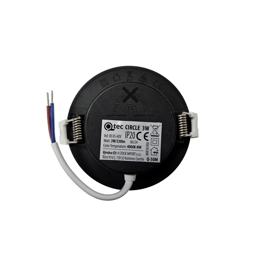 LED Ugradbena lampa CIRCLE LED/3W/230V 4000K pr. 9 cm crno