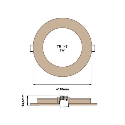 LED Ugradbena lampa CIRCLE LED/6W/230V 4200K pr. 11,8 cm braon