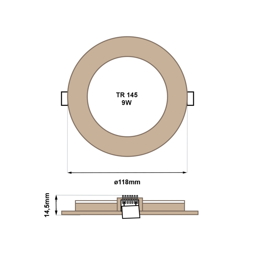 LED Ugradbena lampa CIRCLE LED/6W/230V 4200K pr. 11,8 cm braon