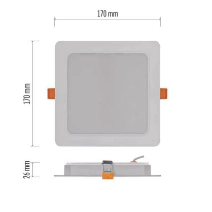 LED Ugradbena lampa LED/18W/230V 17x17 cm bela