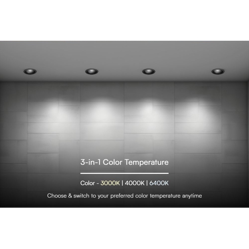LED Ugradbena lampa LED/18W/230V 3000/4000/6400K ø 10,6 cm crno