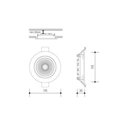 LED Ugradbena lampa LED/18W/230V 3000K pr. 11,5 cm crno