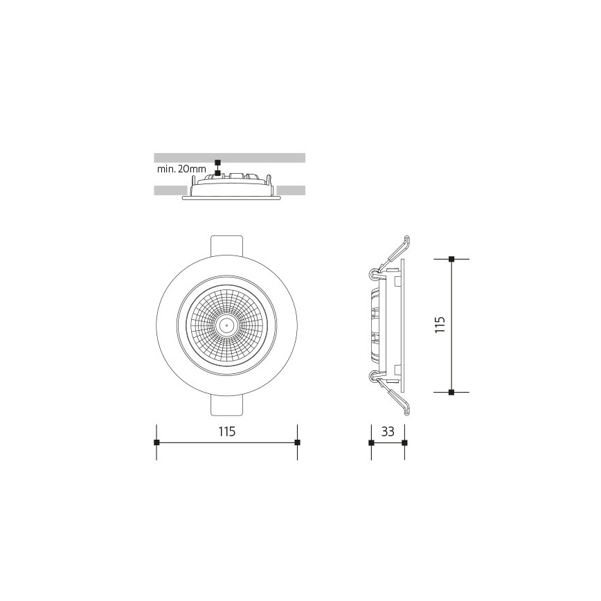 LED Ugradbena lampa LED/18W/230V 3000K pr. 11,5 cm crno