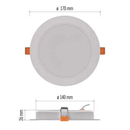 LED Ugradbena lampa LED/18W/230V pr. 17 cm bela