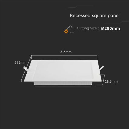 LED Ugradbena lampa LED/24W/230V 29,5x29,5 cm 3000K bela